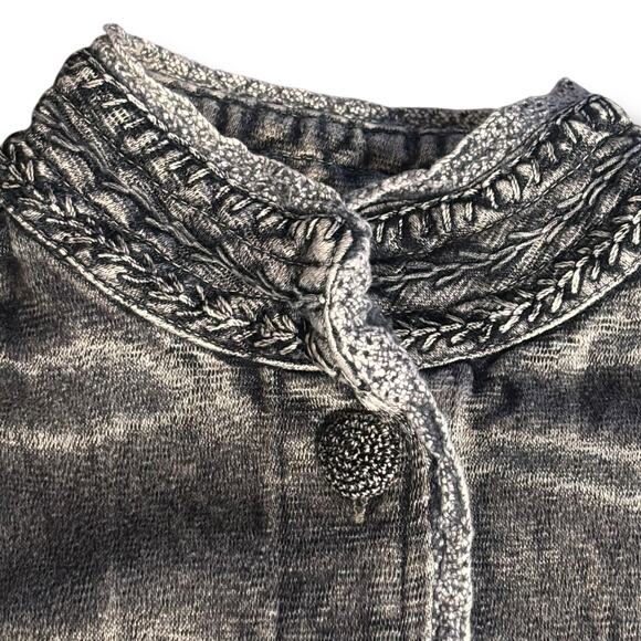 Vintage 90s Flashback Embroidered Metallic Gray Beaded Vest Floral Detail Boho - Picture 2 of 13